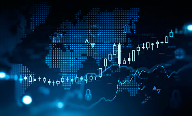 Financial interface and stock graph background