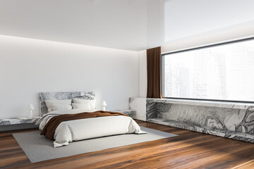 White and marble master bedroom corner