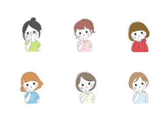 若い女性の表情バリエーション