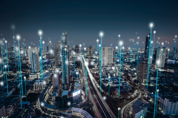 connection in asia at night