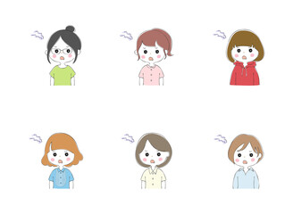 若い女性の表情バリエーション