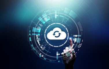 Cloud technology computing and data storage concept on virtual screen.