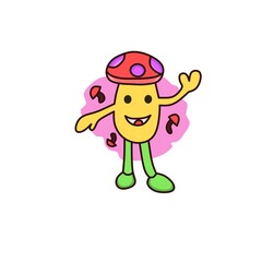 vector illustration of mushroom icon. flat design mushrooms say hello. style cartoon mushroom.walpaper.banner