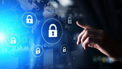 Cyber security, Information privacy, Data protection. Internet and technology concept on virtual screen.