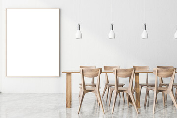 White office cafe interior with poster