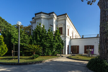 Fototapeta na wymiar Villa Fondi the Sangro in Piano di Sorrento is a neo-classical style villa surrounded by a large park and hosting the Regional Museum of Archaeology, Campania, Italy.