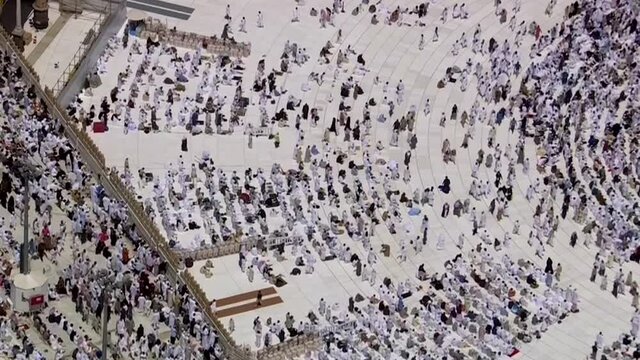 MECCA, SAUDI ARABIA– august 2019: Pilgrims all over the world perform tawaf around Kaaba during umrah or hajj.