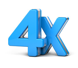 4X silver and blue isolated on a white background. 3D illustration.