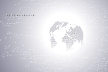 Global network connection.Abstract background technology graphic design. Network wireless systems and internet . Big data .Global network high speed connection data rate technology