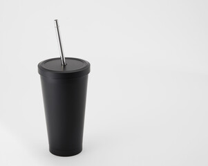 Aluminum Black Water Bottle isolated on white background.