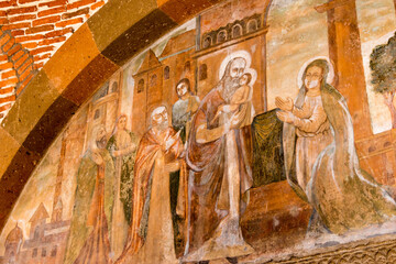 Ancient Mural at Saint Gayane Church in Echmiatsin, Armenia. Saint Gayane Church is part of the World Heritage Site.