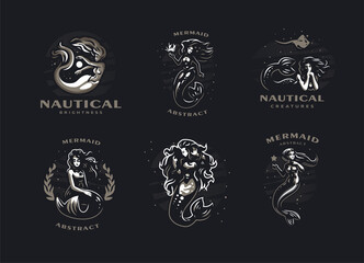 Set of images with mermaids.