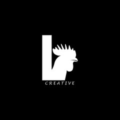 Rooster head concept simple flat L letter logo design