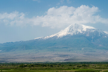 Mount Ararat view from Khor Virap Monastery. a famous landscape in Lusarat, Ararat, Armenia.