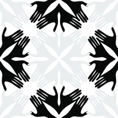 
Black-gray palm pattern. Concept of unity of peoples and races.