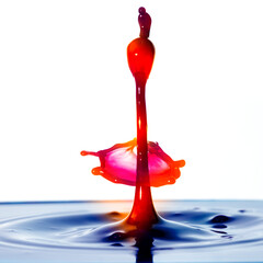 Beautiful abstract unique water drop splash photography images with vibrant colorful water collisions captured using high speed flash technique