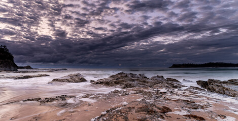 Clouds and Surf - Sunrise Panorama at Malua Bay