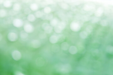 clear white circle bokeh blur abstract background from  photo of water drop on banana leaf.