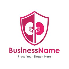 kidney shield vector logo template. Suitable for business,  web, health, technology, prevention and protection, and art