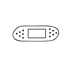 Antibacterial patch for wounds, calluses, burns and skin damage. Bactericidal and fixing a band-aid.  Hand drawn vector illustration.