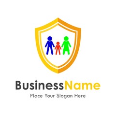 Family shield protection vector logo template. Suitable for business, web, secure, health, sosial, happy family and art