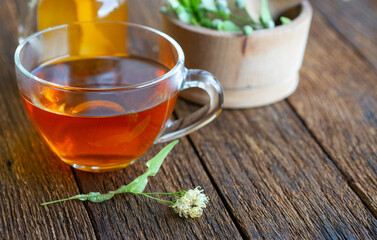 herbal Cup of healthy tea from linden flowers. alternative, complementary traditional medicine concept  improve the functioning of the stomach
