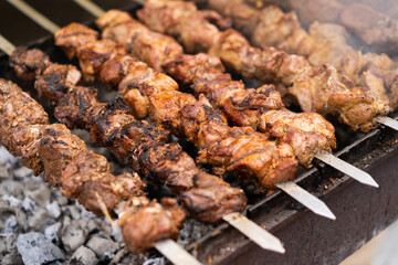 delicious and fragrant skewers grilled for barbecue