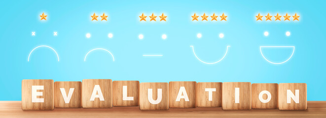 Customer review satisfaction feedback survey concept. User give rating to service experience on...