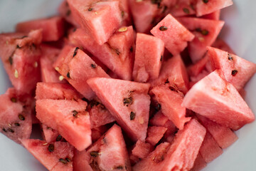 delicious buffet with watermelon slices on a plate