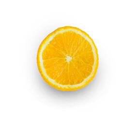 A slice of cut orange. On a white isolated background