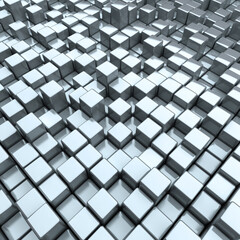 Background with abstract different steel boxes