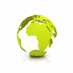 Illustration of green Earth shell on reflective background