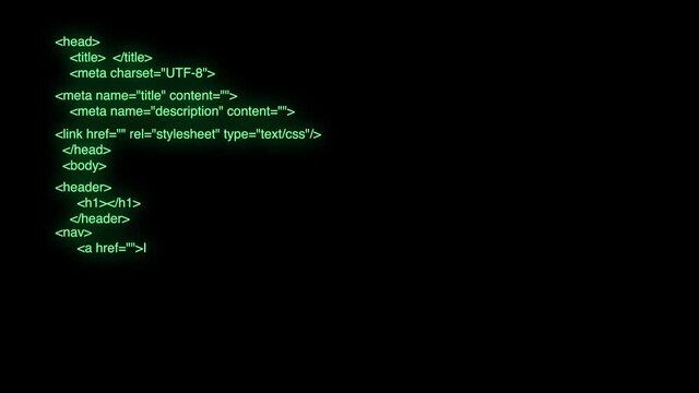 Sample animation of html text matrix type on black screen