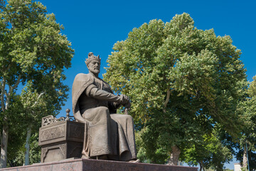 Statue of Amir Timur in Samarkand, Uzbekistan. Amir Timur (1370 - 1405) is founder of the Timurid Empire.