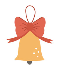 Vector bell icon. Back to school educational clipart. Cute flat style illustration. Learning, education, or Christmas concept .