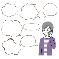 スマートフォンとシニア女性