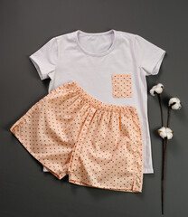 layout of women's nightwear, pajamas, delicate, beautiful, fashionable, comfortable