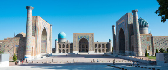 Registan in Samarkand, Uzbekistan. It is part of the Samarkand - Crossroad of Cultures World Heritage Site.