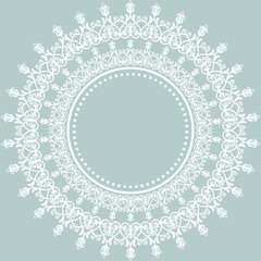 Elegant vintage ornament in classic style. Abstract traditional pattern with oriental elements. Classic round white vintage pattern