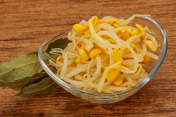 Soy sprout heap in the bowl
