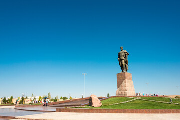 Statue of Amir Timur in Shakhrisabz, Uzbekistan. Amir Timur (1370 - 1405) is founder of the Timurid Empire.