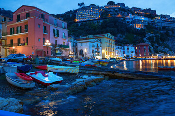 Fototapeta na wymiar A view of Marina Grande in the evening, Sorrento, Amalfi сoast, Italy.