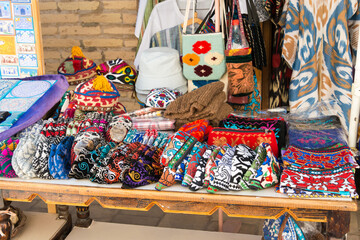 Souvenirs at Ancient city of Itchan Kala in Khiva, Uzbekistan. Itchan Kala is Unesco World Heritage Site.