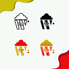 Popcorn logo, Popcorn, Black and white popcorn logo,  Vector logo,  Popcorn Vector
