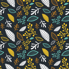 seamless pattern of cute coral reef on dark background