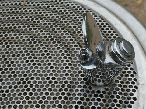 Shiny stainless steel public drinking water fountain or bubbler