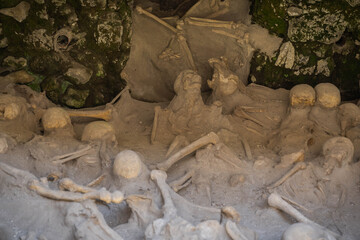 Remains of refugees from Herculaneum after tragedy of eruption of Vesuvius, Campania, Italy