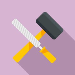 Reconstruction hammer tools icon. Flat illustration of reconstruction hammer tools vector icon for web design