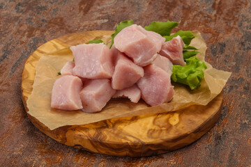 Raw fresh pork meat cube