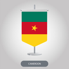 Cameroon vertical table flag on light grey background. Cameroon vertical desk flag on grey background.